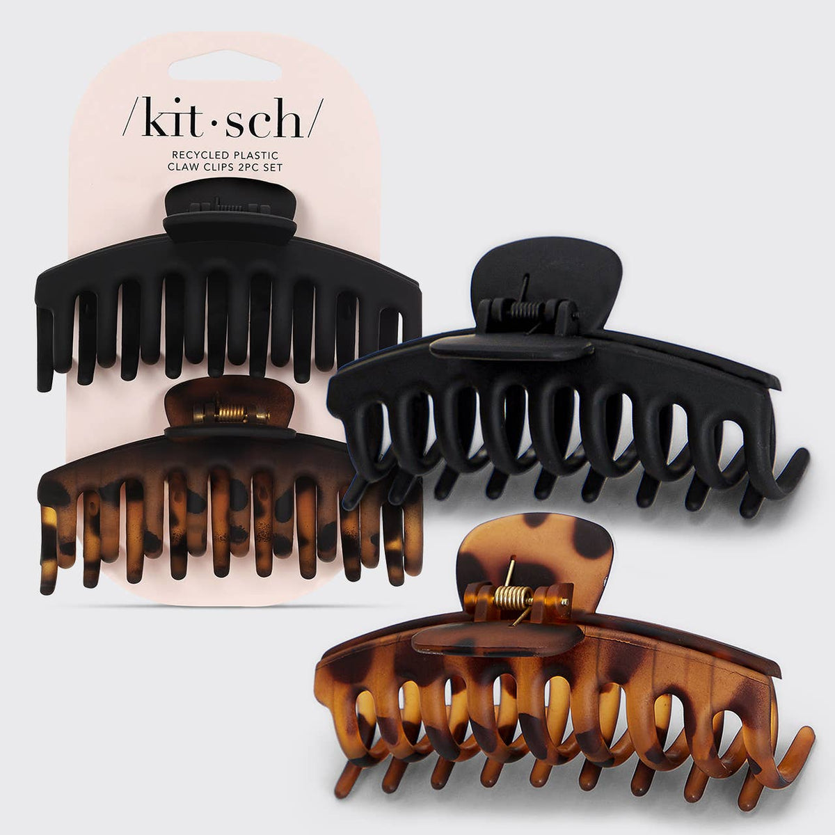 Recycled Plastic Oversized Matte Claw Clips 2pc Set