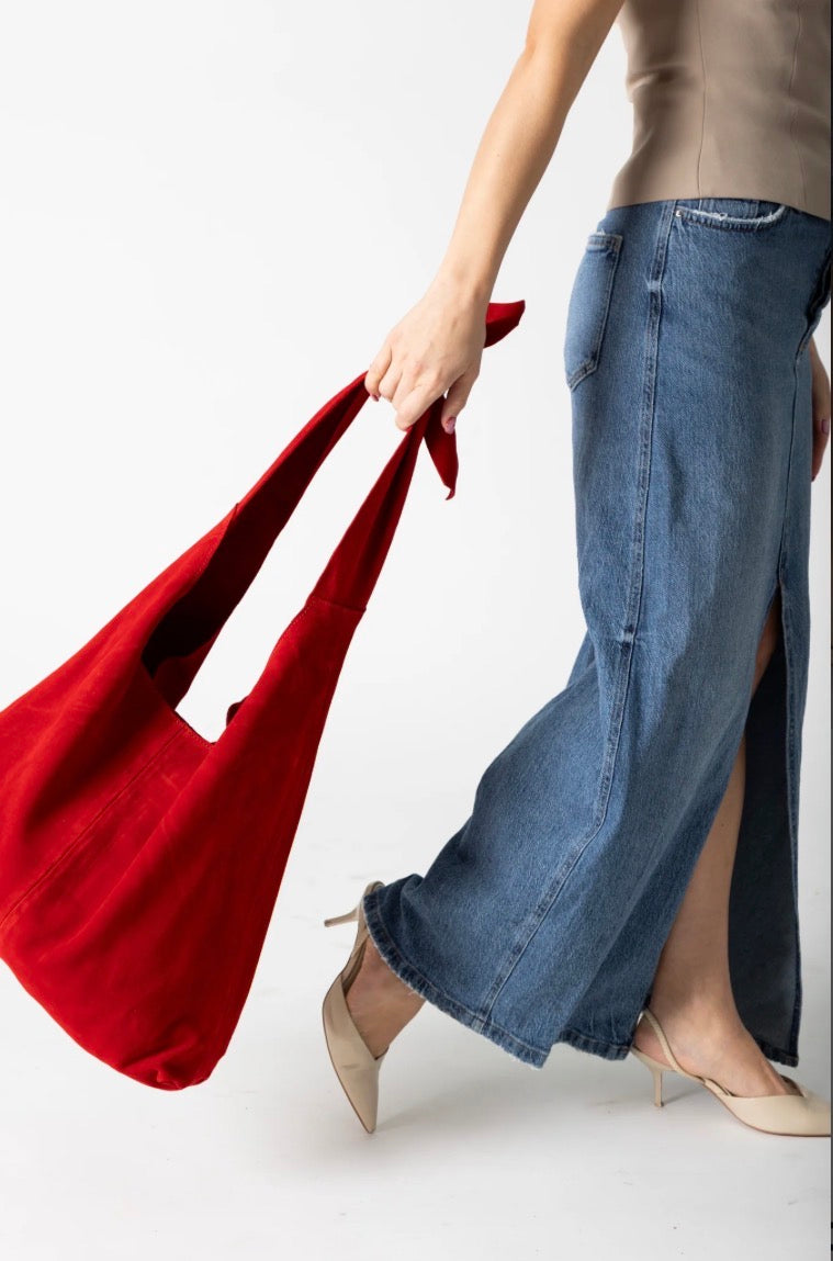 Knot Tote Suede - Red
