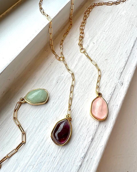 Gold Stone Drop Necklace