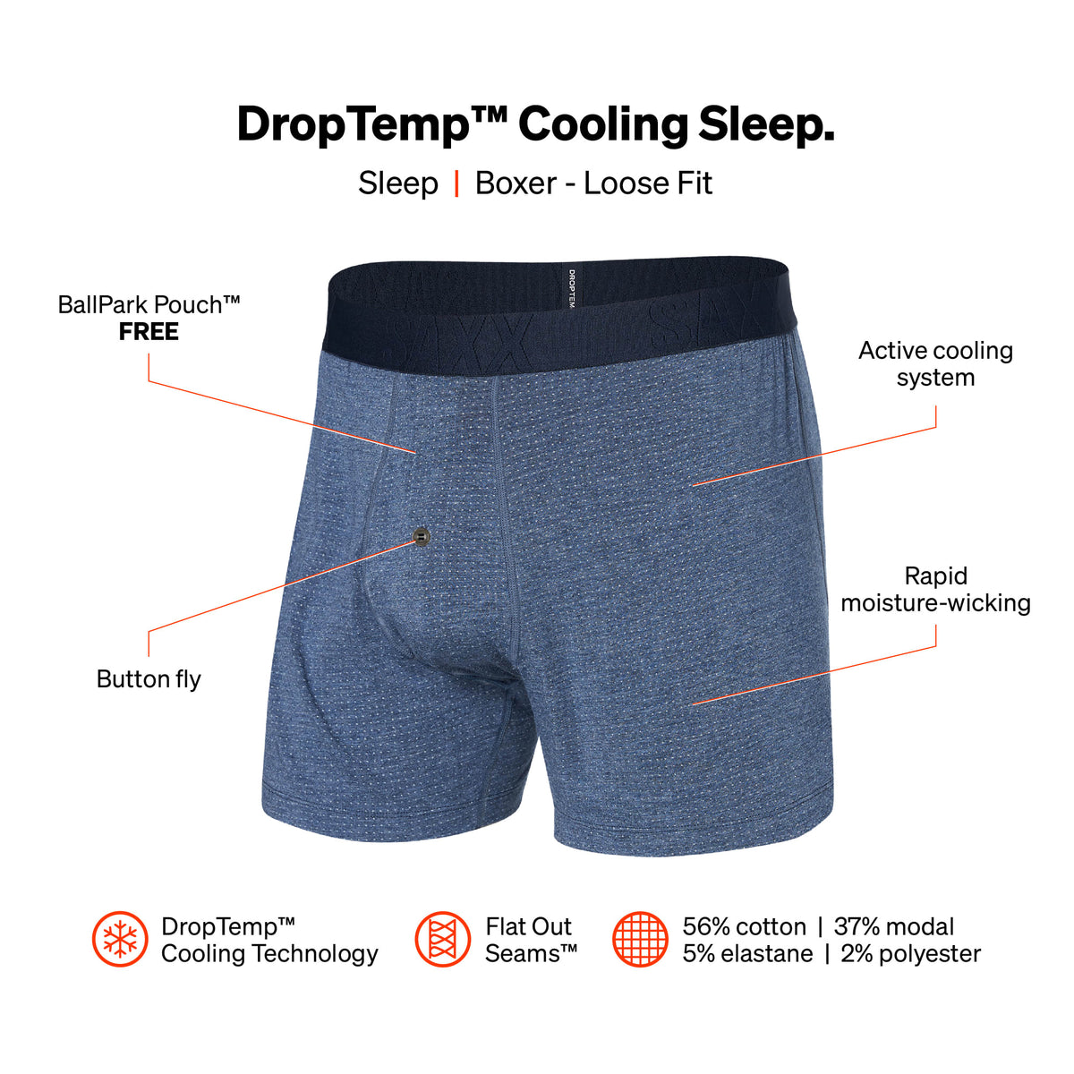 Saxx Men's 2 Pack Droptemp Cooling Cotton Boxer Briefs