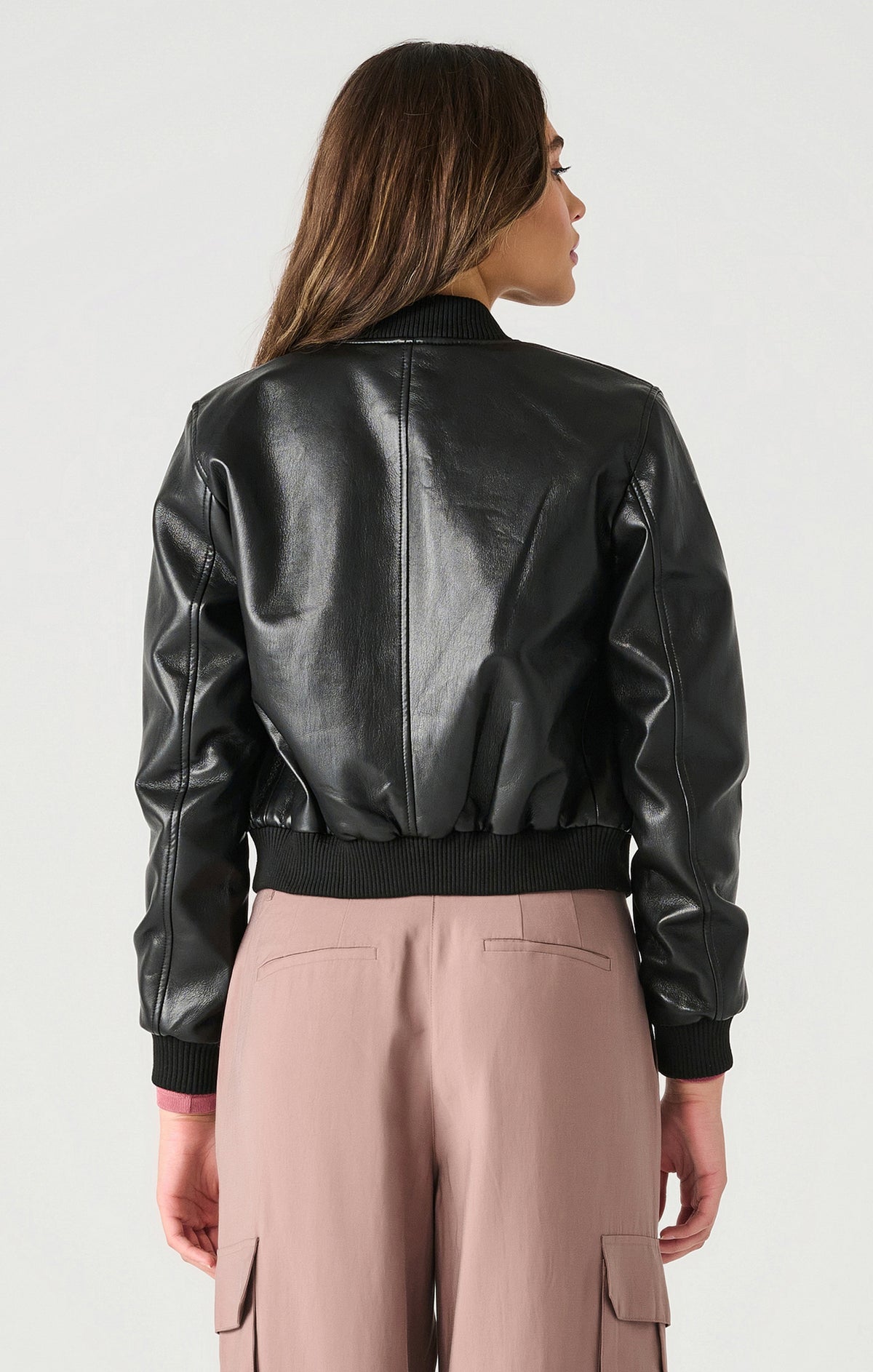 Faux Leather Bomber Jacket