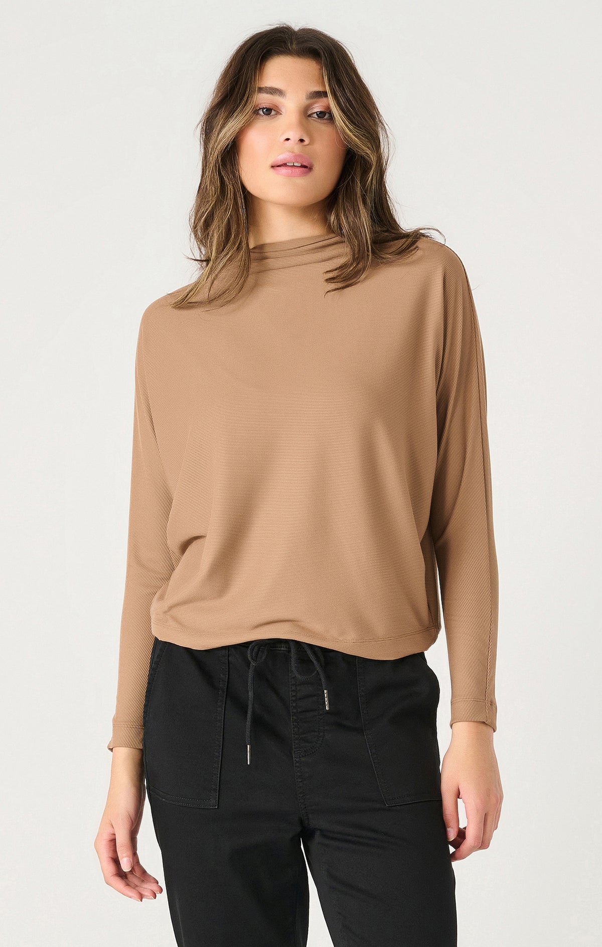 Mock Neck Ribbed Top