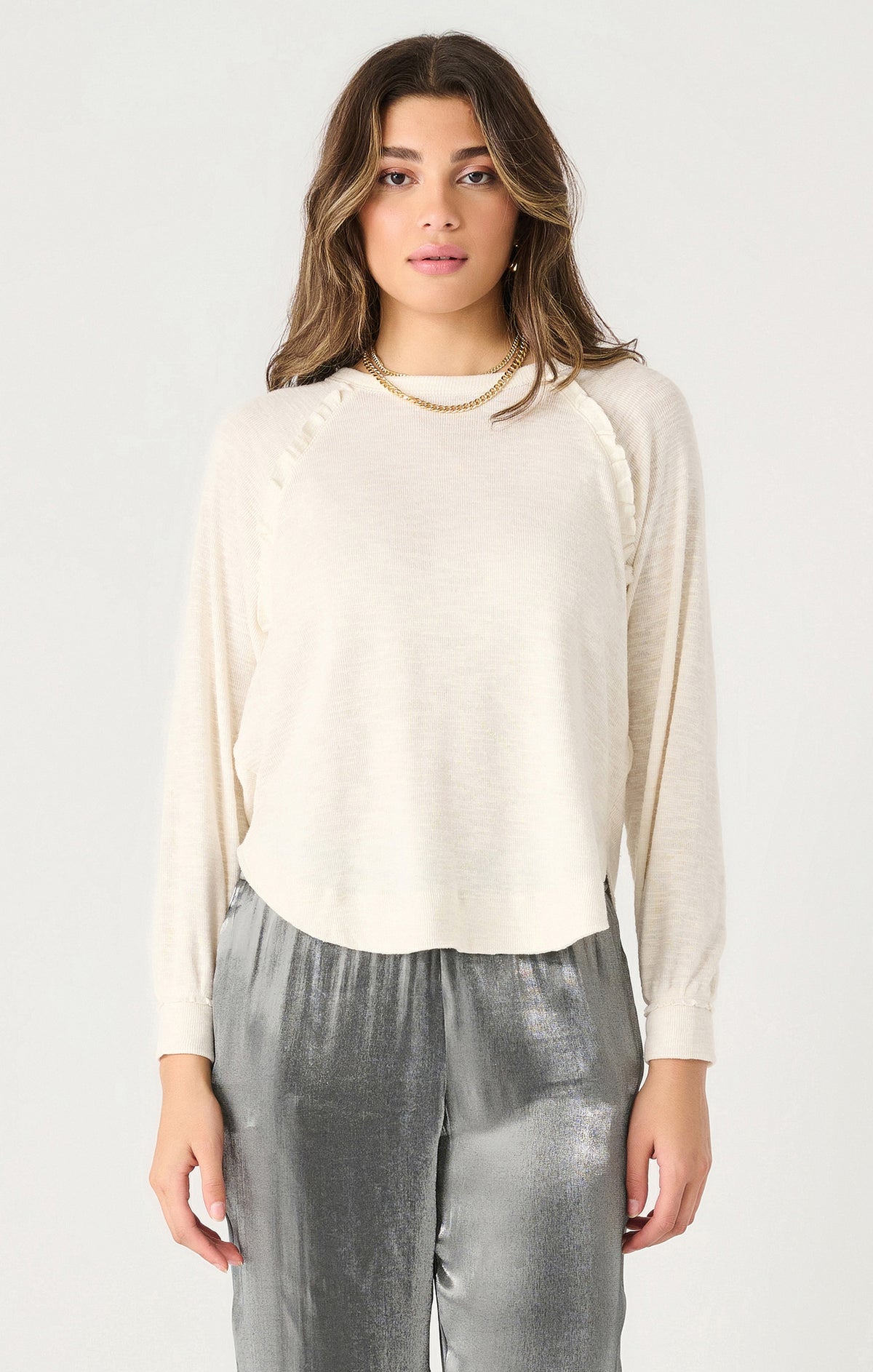 LS Ruffle Trim Top