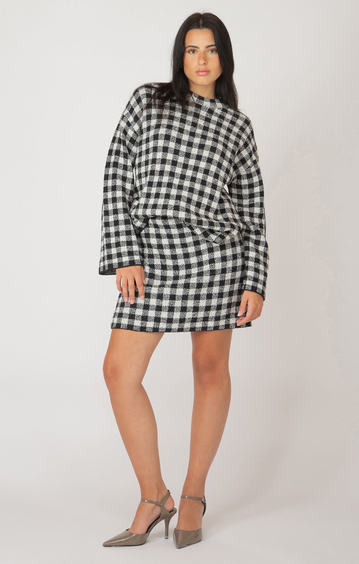 Mini Check Sweater Skirt