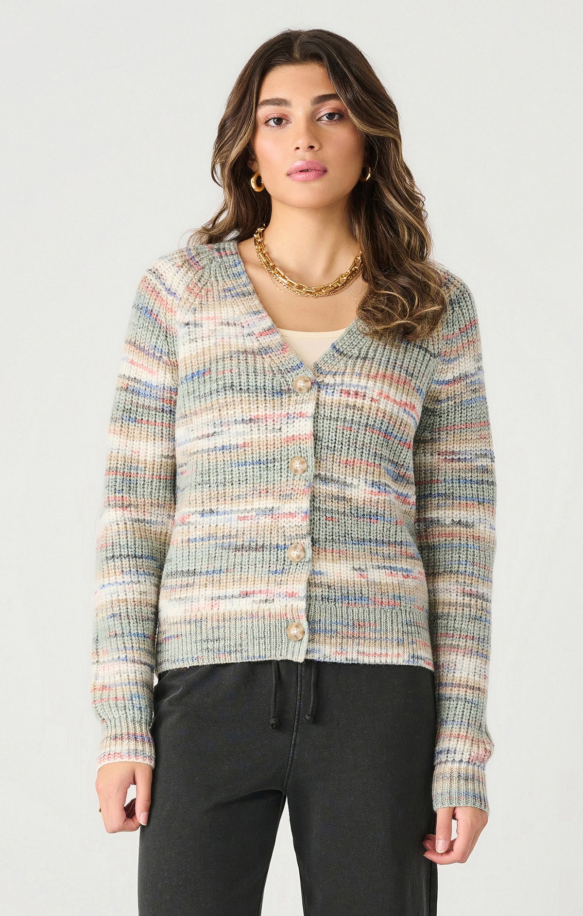 Buttoned Spacedye Cardigan