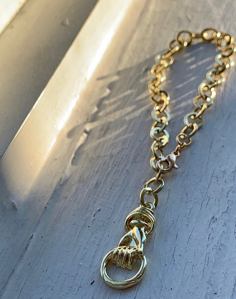 Vintage Brass Hand Bracelet